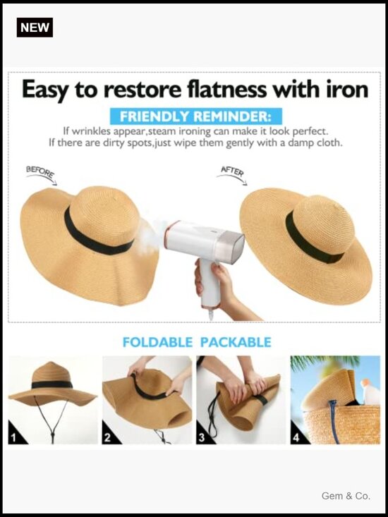 Foldable Wide Brim Straw Sun Hat UV Protection Beach Travel Visor Hat